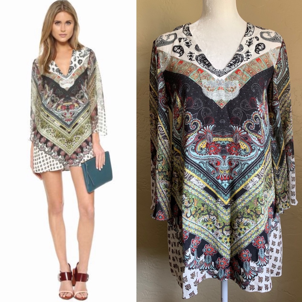 Alice + Olivia Zia Print Mini Caftan Dress Size XS
